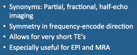 Read conjugate symmetry; partial echo MR